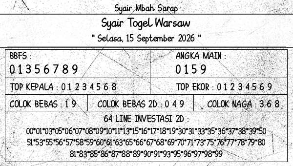 Syair Mbah Sarap - Syair Togel Warsaw
