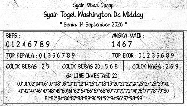 Syair Mbah Sarap - Syair Togel Washington Dc Midday