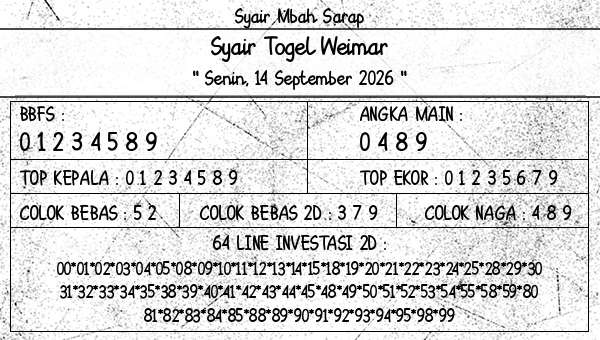 Syair Mbah Sarap - Syair Togel Weimar