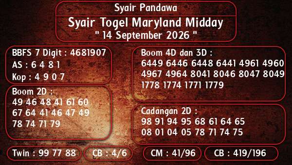 Syair Pandawa - Syair Togel Maryland Midday