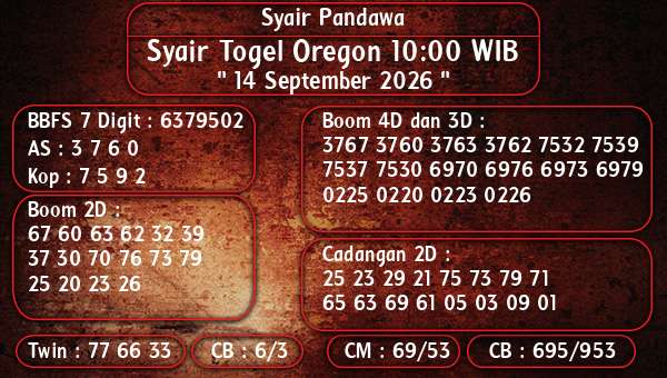 Syair Pandawa - Syair Togel Oregon 10:00 WIB