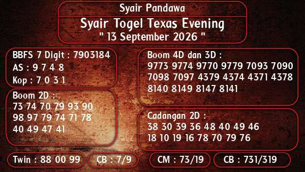 Syair Pandawa - Syair Togel Texas Evening