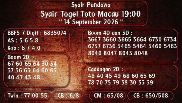 Syair Pandawa - Syair Togel Toto Macau 19:00