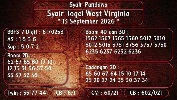 Syair Pandawa - Syair Togel West Virginia