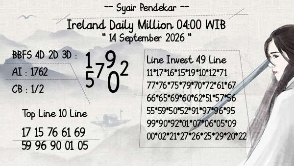 Syair Pendekar - Ireland Daily Million 04:00 WIB