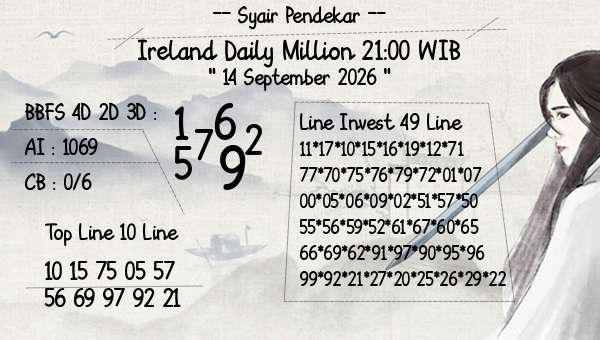 Syair Pendekar - Ireland Daily Million 21:00 WIB