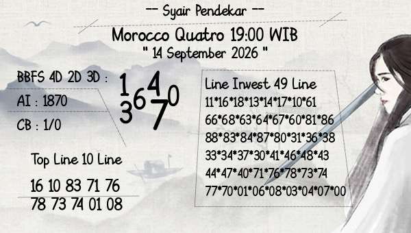 Syair Pendekar - Morocco Quatro 19:00 WIB