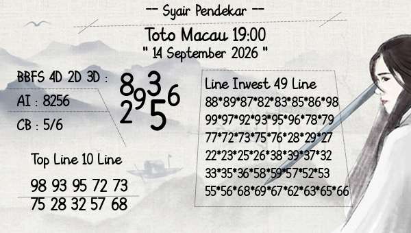Syair Pendekar - Toto Macau 19:00