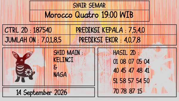 SYAIR SEMAR - Morocco Quatro 19:00 WIB