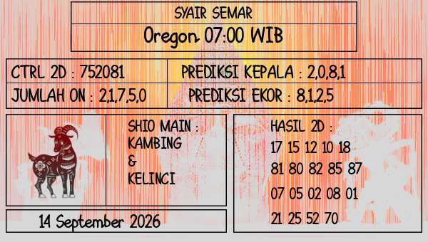 SYAIR SEMAR - Oregon 07:00 WIB
