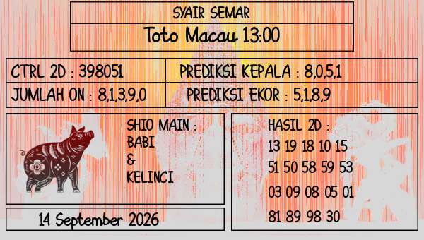 SYAIR SEMAR - Toto Macau 13:00