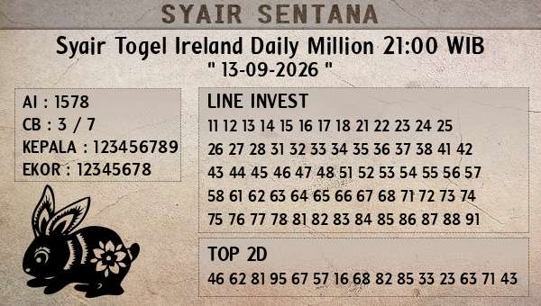  - Syair Togel Ireland Daily Million 21:00 WIB