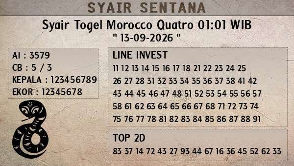  - Syair Togel Morocco Quatro 01:01 WIB