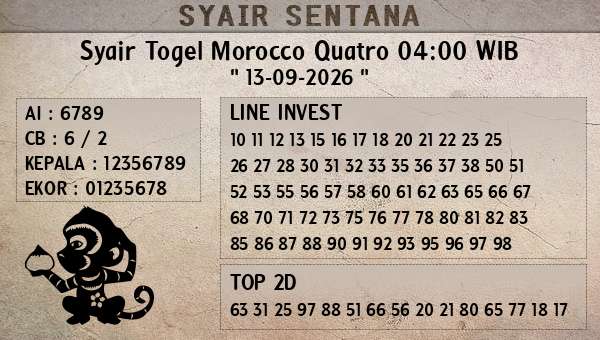  - Syair Togel Morocco Quatro 04:00 WIB