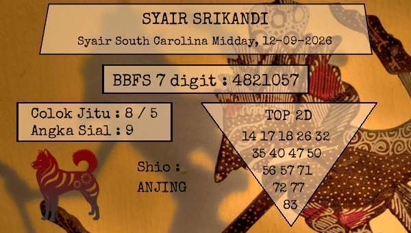 SYAIR SRIKANDI - Syair South Carolina Midday