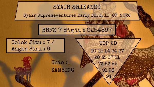SYAIR SRIKANDI - Syair Supremeventures Early Bird