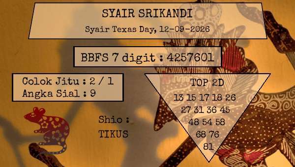 SYAIR SRIKANDI - Syair Texas Day
