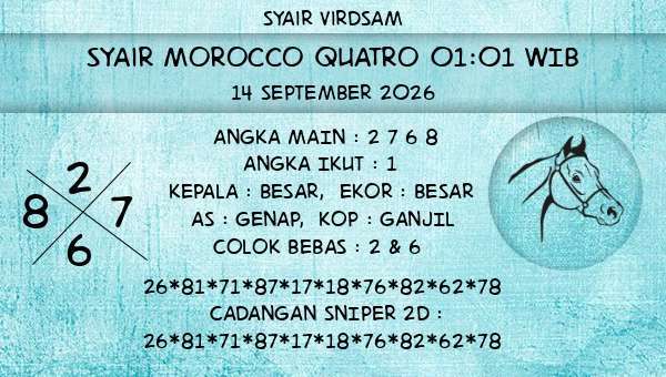 Syair Virdsam - Syair Morocco Quatro 01:01 WIB