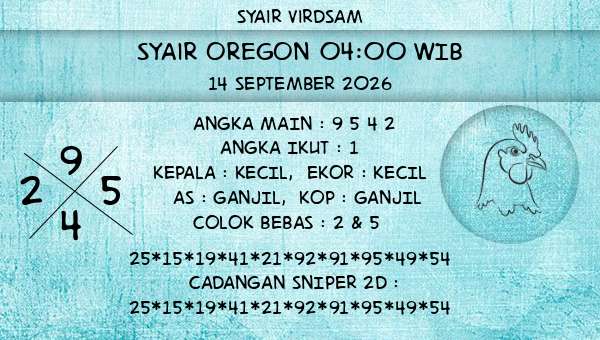 Syair Virdsam - Syair Oregon 04:00 WIB