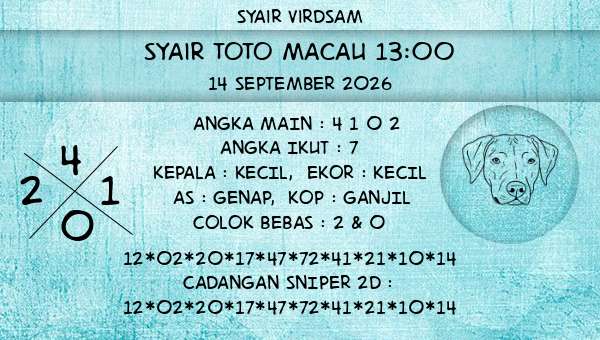 Syair Virdsam - Syair Toto Macau 13:00