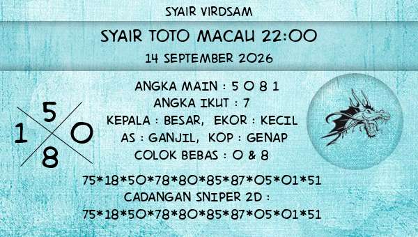 Syair Virdsam - Syair Toto Macau 22:00