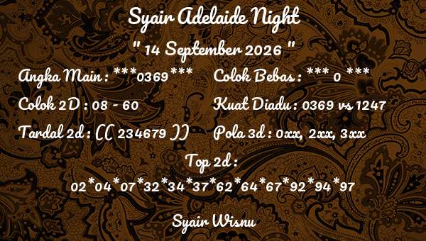 Syair Wisnu - Syair Adelaide Night