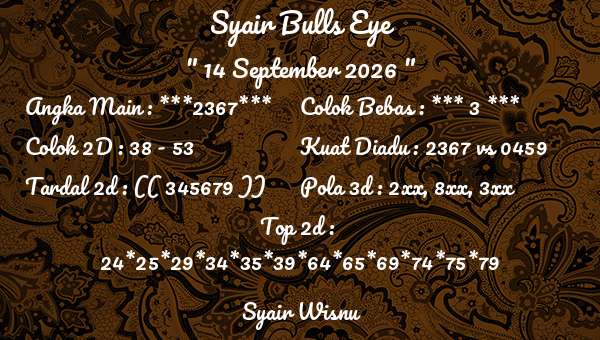 Syair Wisnu - Syair Bulls Eye