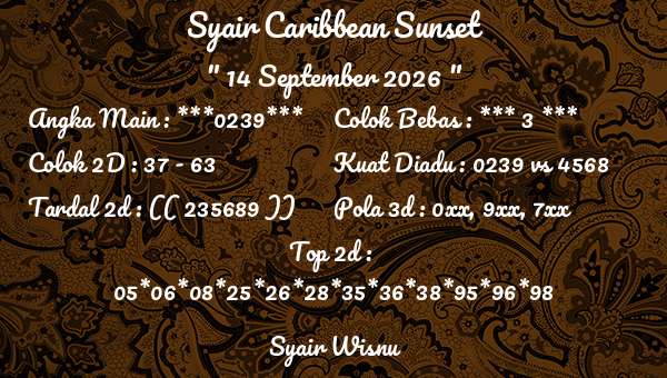 Syair Wisnu - Syair Caribbean Sunset