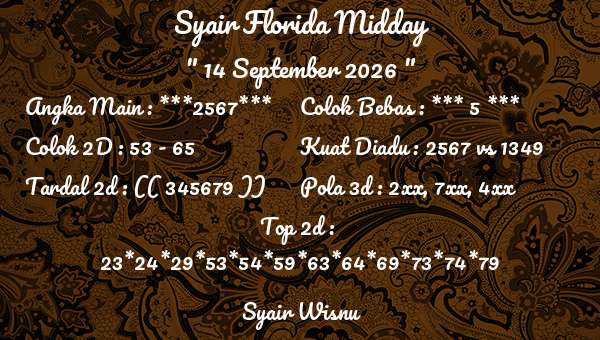 Syair Wisnu - Syair Florida Midday