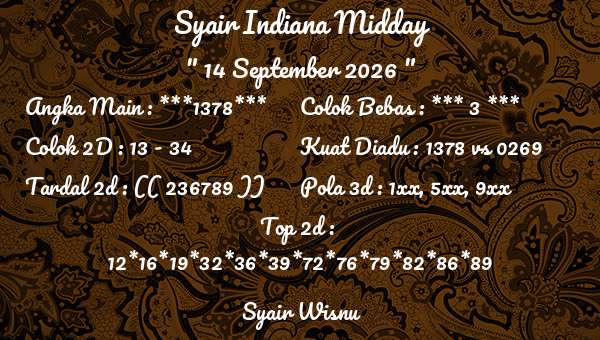 Syair Wisnu - Syair Indiana Midday