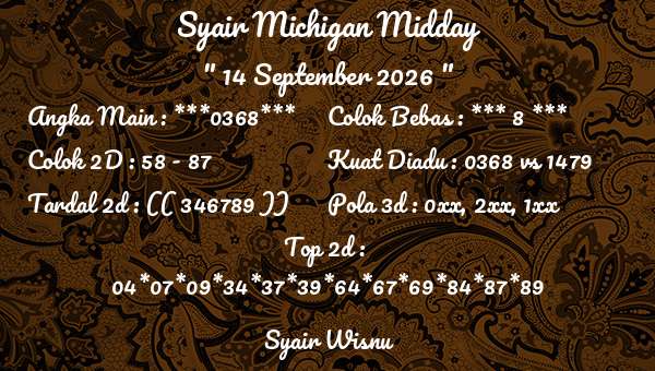 Syair Wisnu - Syair Michigan Midday
