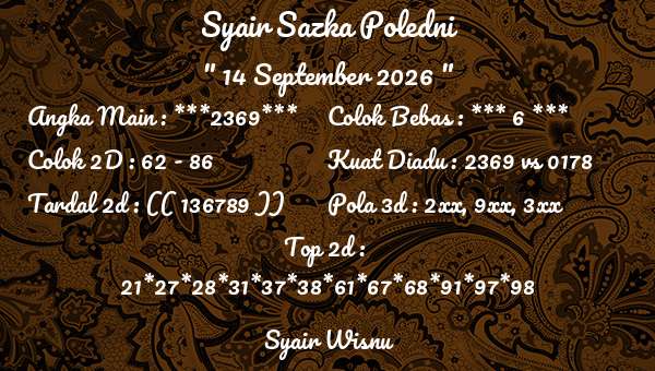 Syair Wisnu - Syair Sazka Poledni