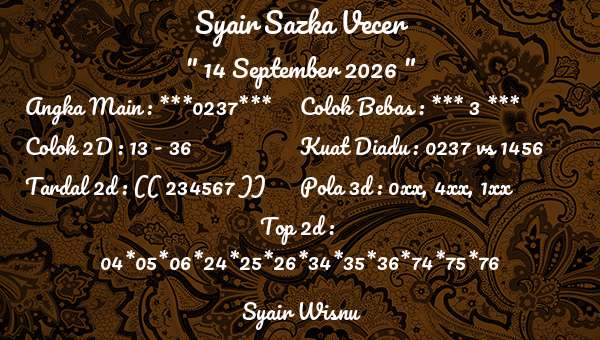 Syair Wisnu - Syair Sazka Vecer