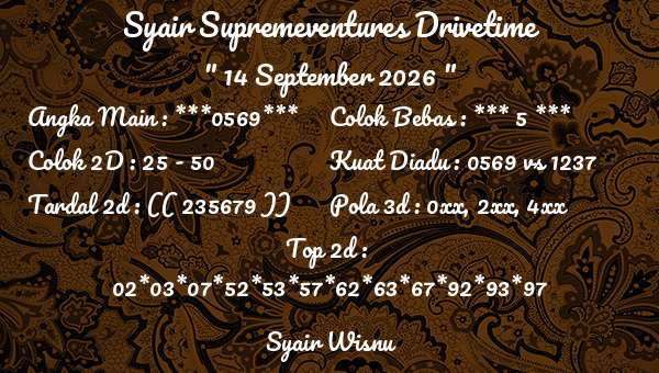 Syair Wisnu - Syair Supremeventures Drivetime
