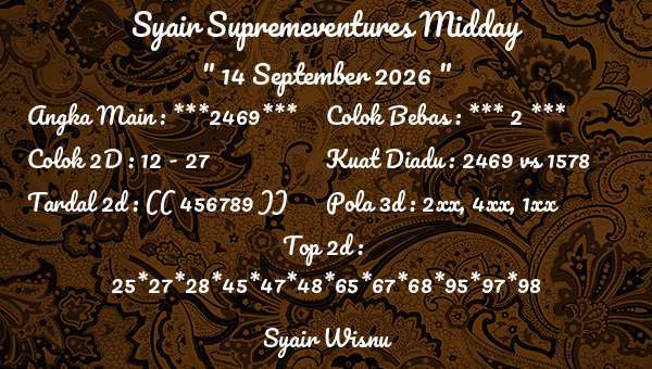Syair Wisnu - Syair Supremeventures Midday