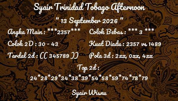 Syair Wisnu - Syair Trinidad Tobago Afternoon