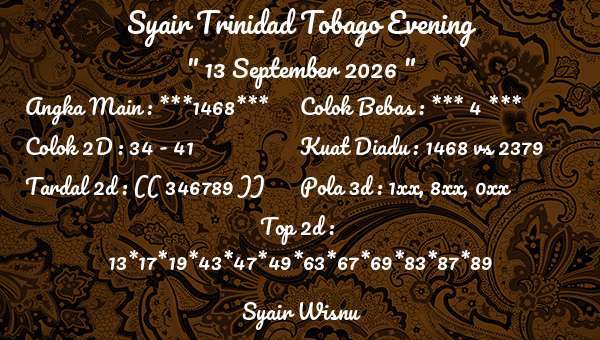 Syair Wisnu - Syair Trinidad Tobago Evening