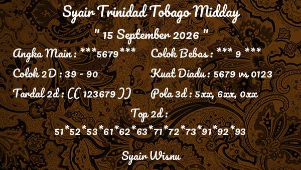 Syair Wisnu - Syair Trinidad Tobago Midday