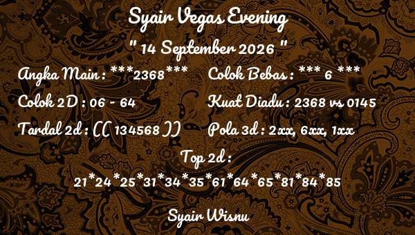Syair Wisnu - Syair Vegas Evening